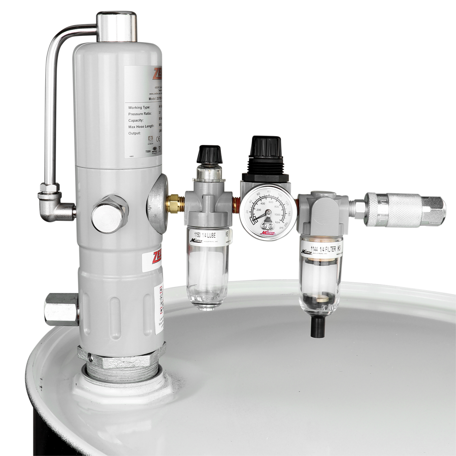 ZE1702K – 3:1 Pneumatic Piston Pump for 55-Gallon Drums w/FRL