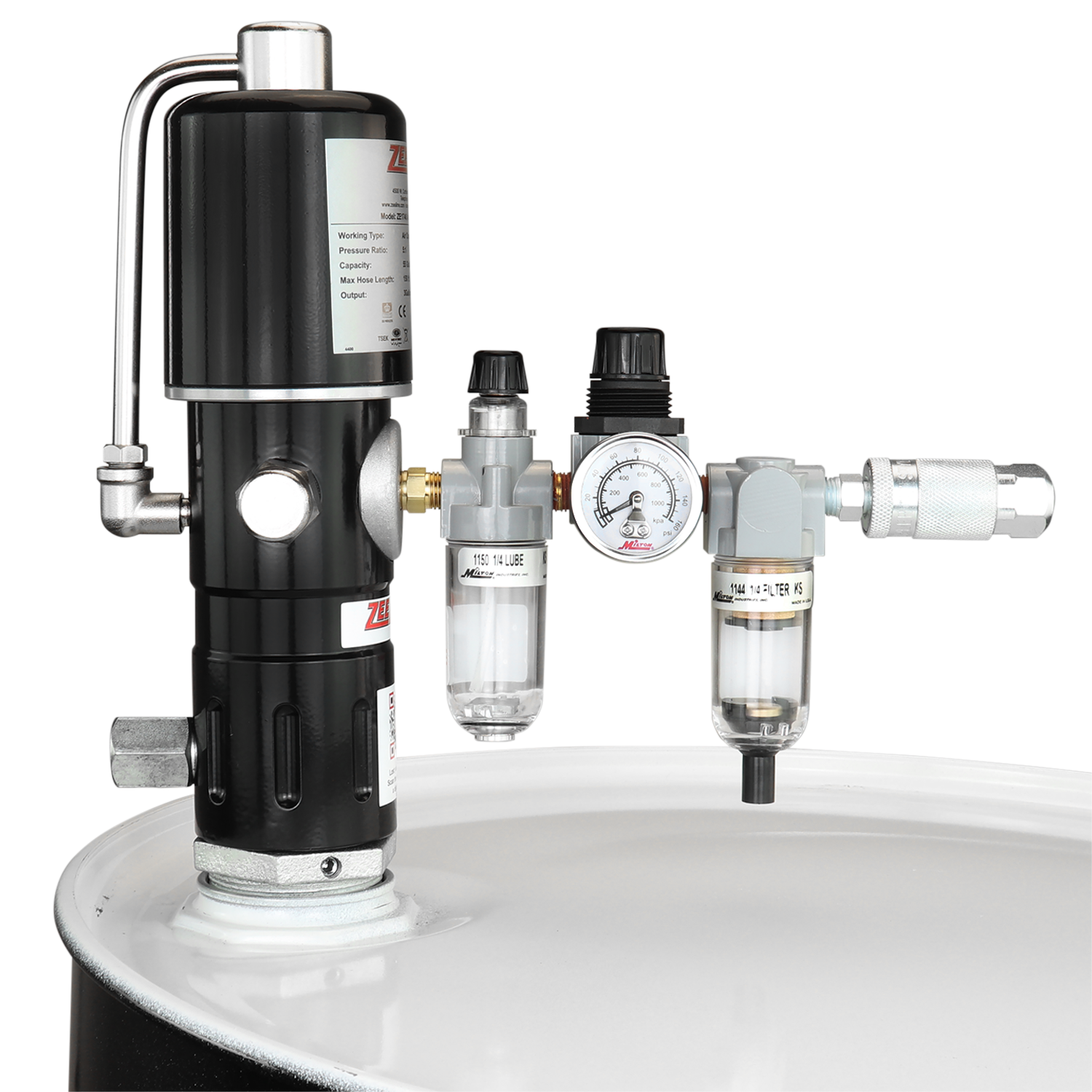 ZE1746K – 5:1 Pneumatic Piston Pump for 55-Gallon Drums w/FRL