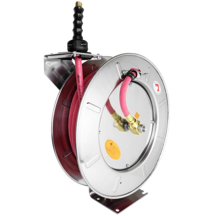 Amflo 510HR-RET Automatic Open Hose Reel w/ 250 PSI 3/8 x 25' Red