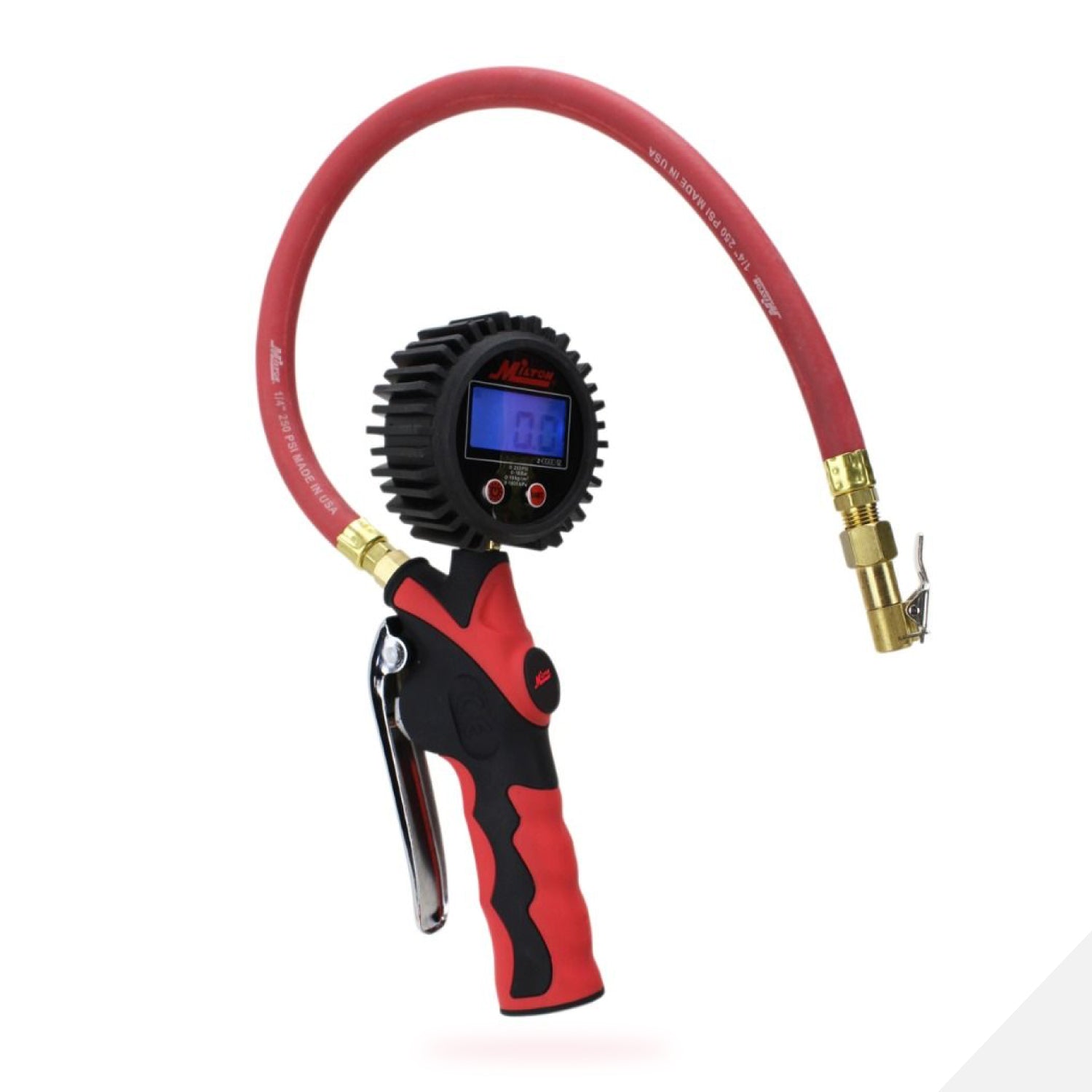 Heavy-Duty Digital Tire Inflator and Air Pressure Gauge, Clip-on Chuck, 1/4