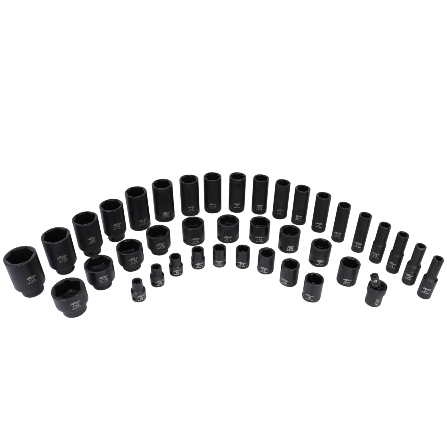 1300-SS-08 - 1/2 Dr. SAE Standard and Deep Socket Set, 39 pcs