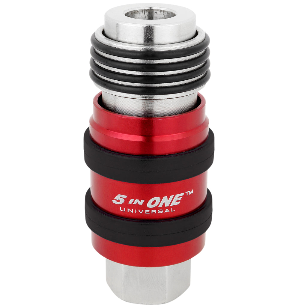 5 In ONE® Universal Coupler w/Safety Exhaust Quick-Connect, 1/4" Female NPT- PATENTED
