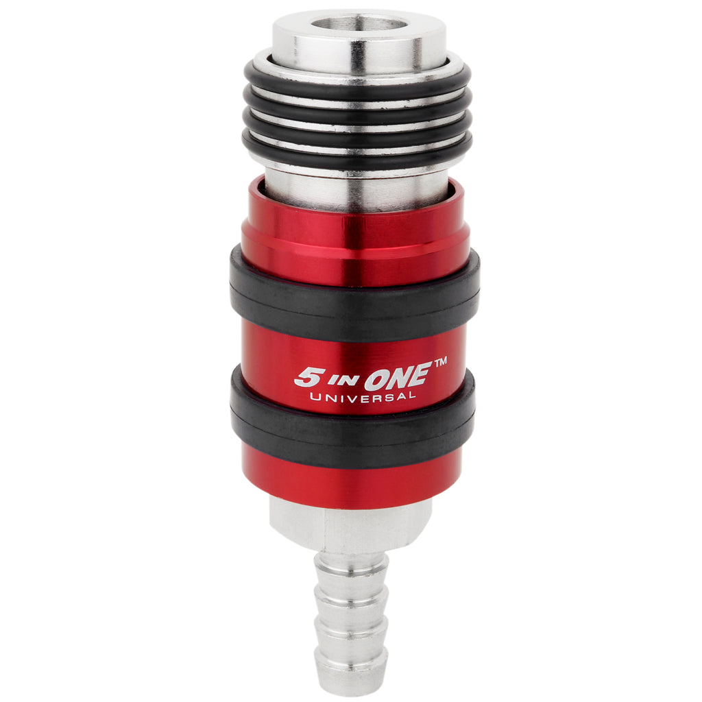 5 In ONE® Universal Safety Exhaust Hose Barb Industrial Coupler, 3/8" ID x 1/4" Flow Body, Box of 5