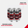 2-In-ONE Universal Safety Exhaust Industrial Coupler, 3/8" FNPT x 3/8" Body Flow, Single PATENTED