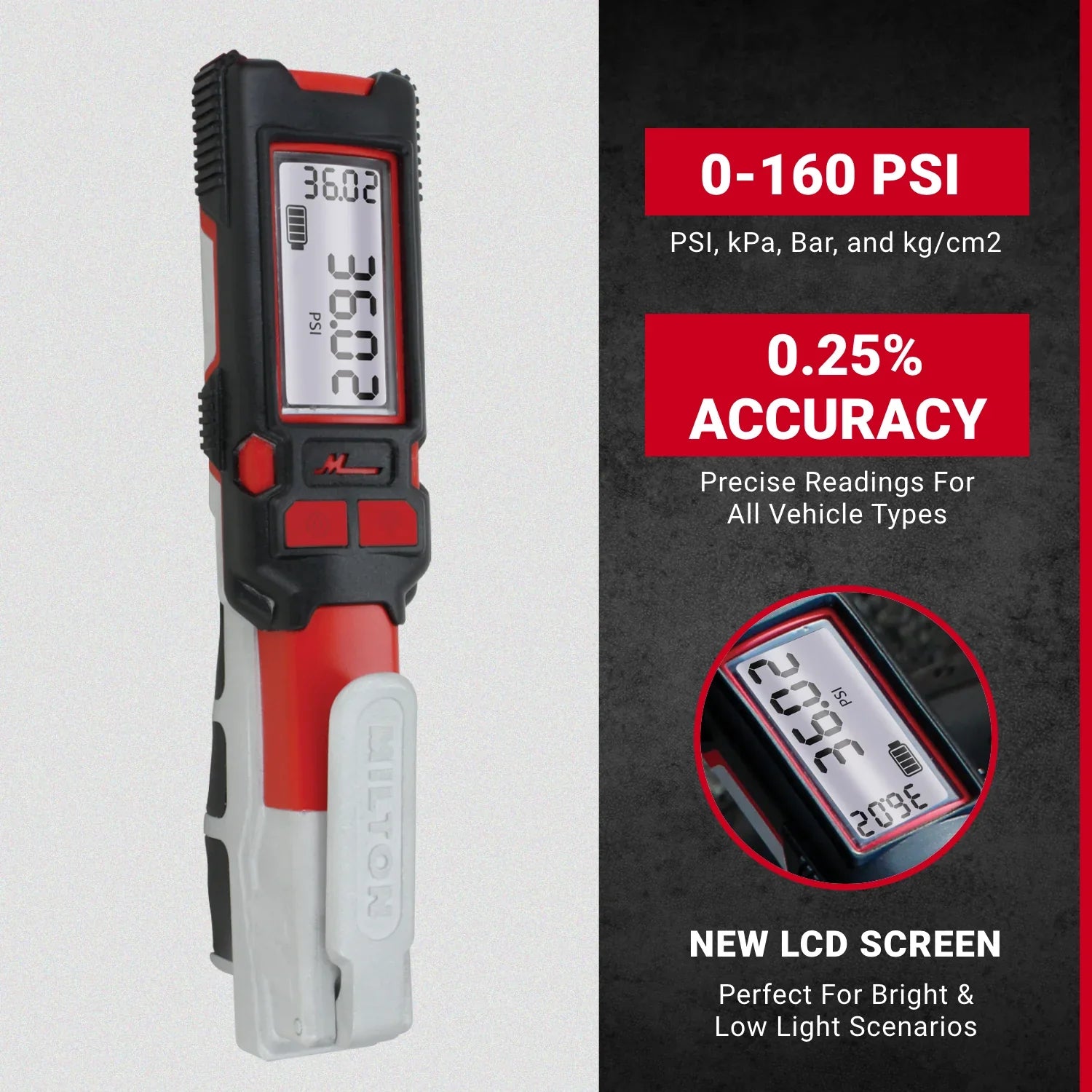 NEW & IMPROVED- Precision Digital Tire Inflator & Pressure Gauge (0-160 PSI), Extreme ± 0.25% Accuracy with EZ-LOCK™ Air Chuck s-581e