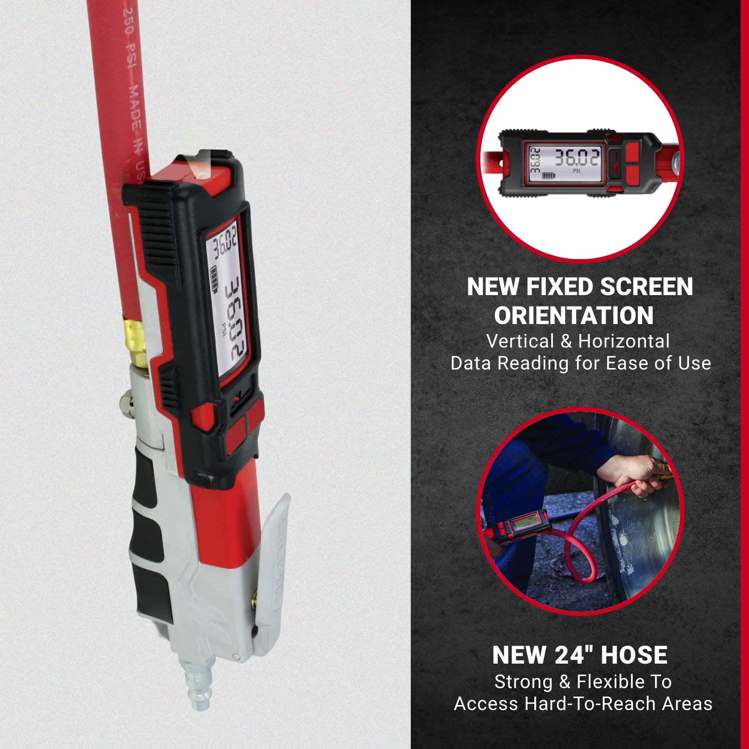 NEW & IMPROVED - s-581e EZ-LOCK™ Air Chuck  Precision Digital Tire Inflator & Pressure Gauge (0-160 PSI), Extreme ± 0.25% Accuracy