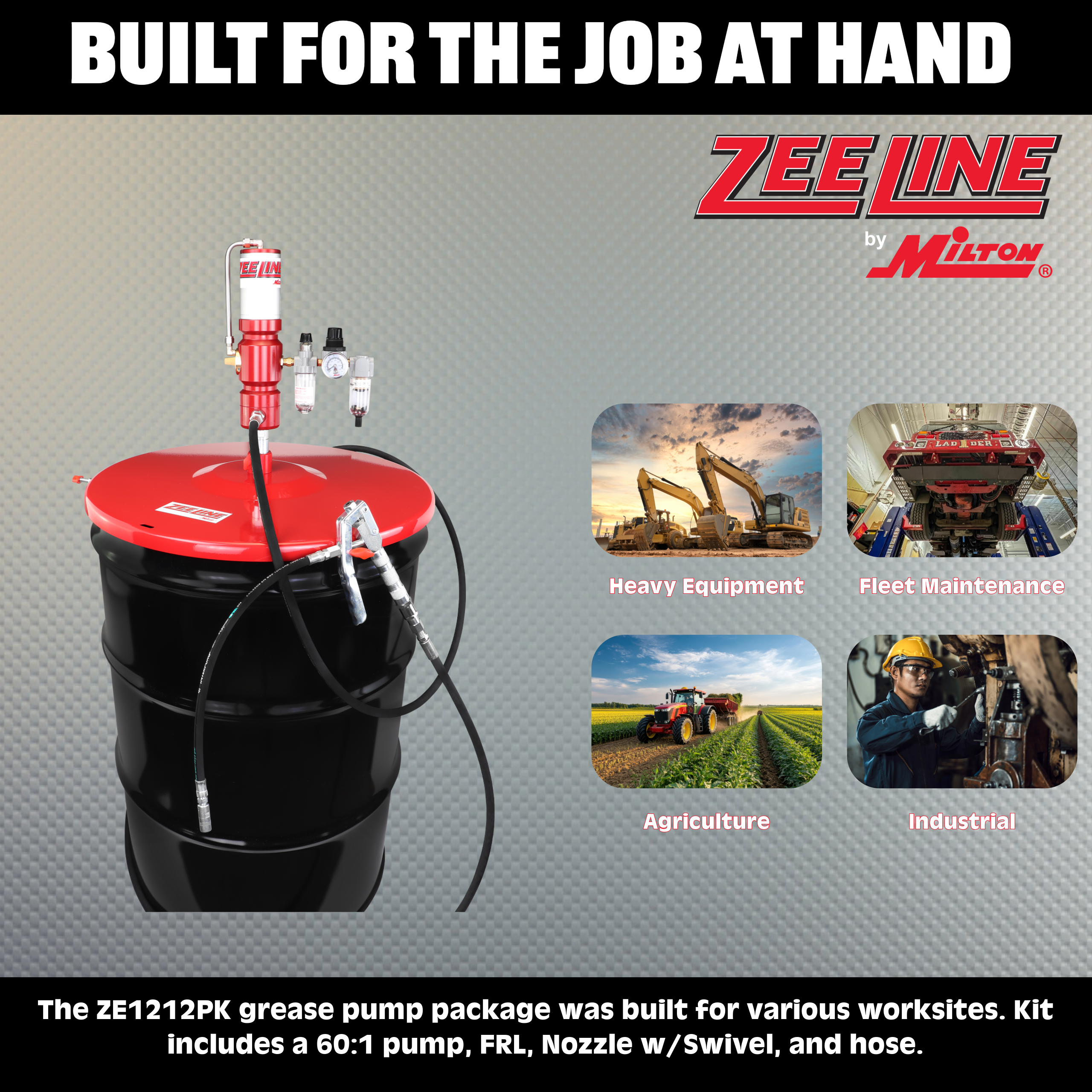 ZE1212PK – 60:1 Premium Grease Pump for 400 Lbs. Kegs Package