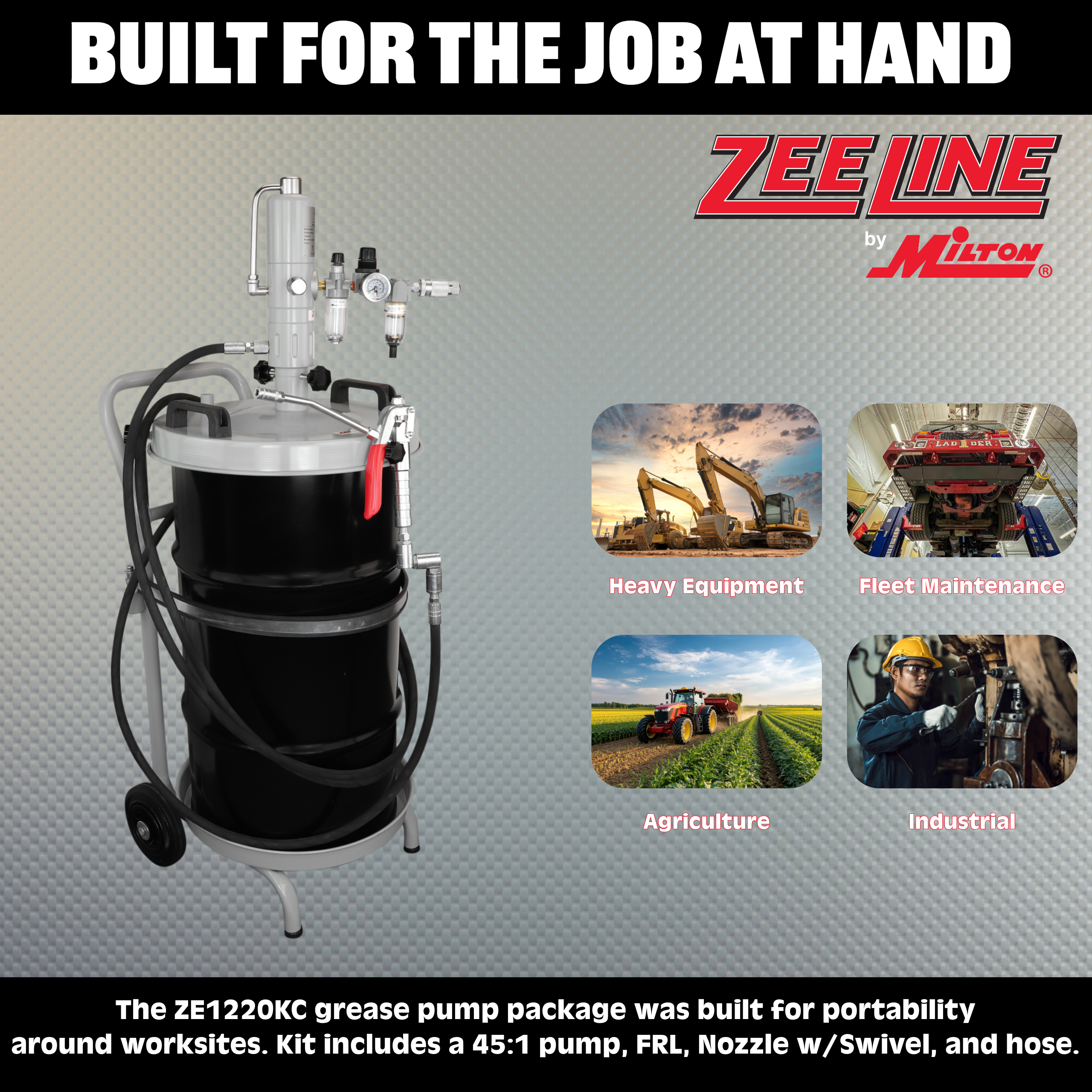 ZE1220KC – 45:1 Grease Pump for 120 Lbs. Kegs Package w/Cart