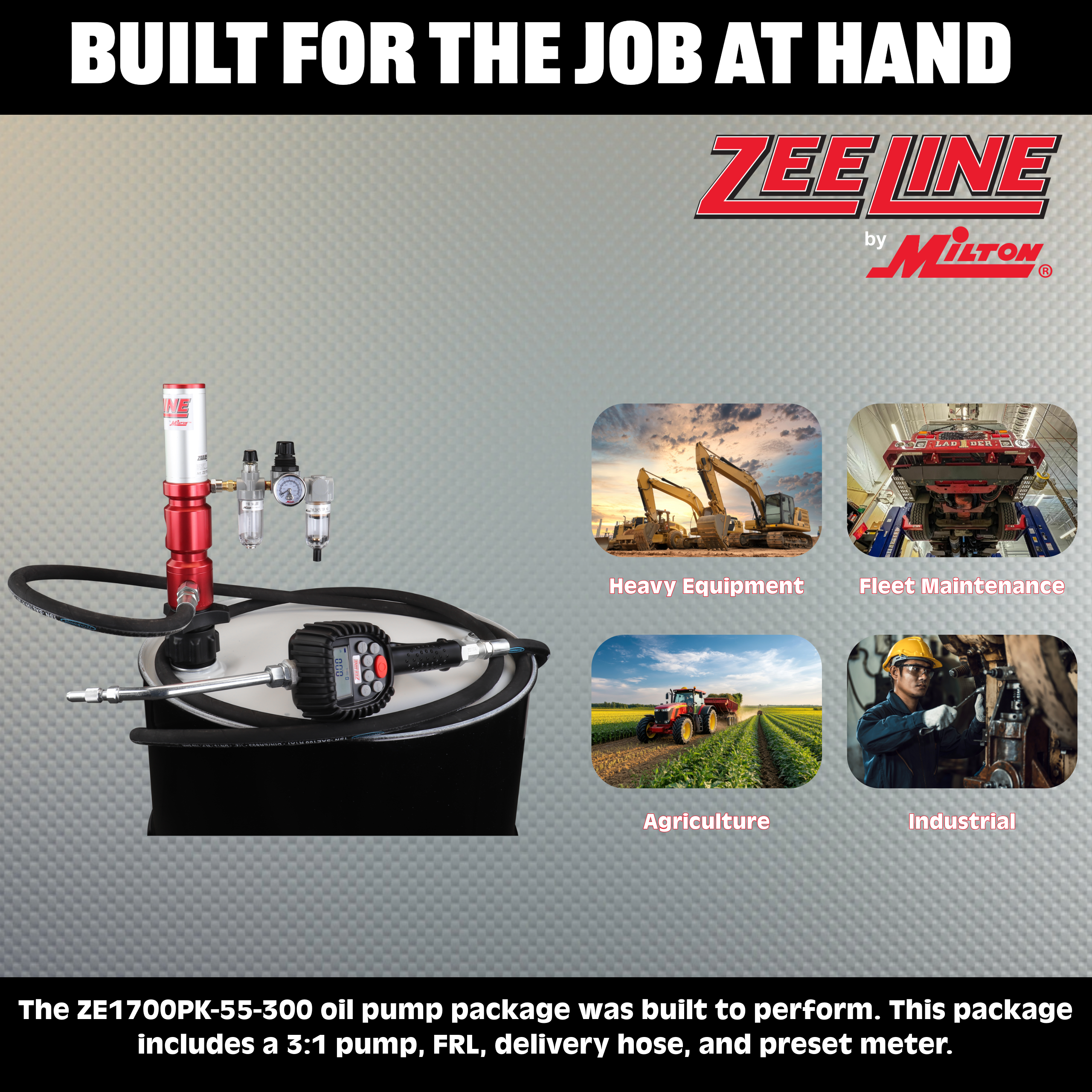 ZE1700PK-55-300 – 3:1 Premium Series Pump Kit 55-Gal w/hose & preset meter
