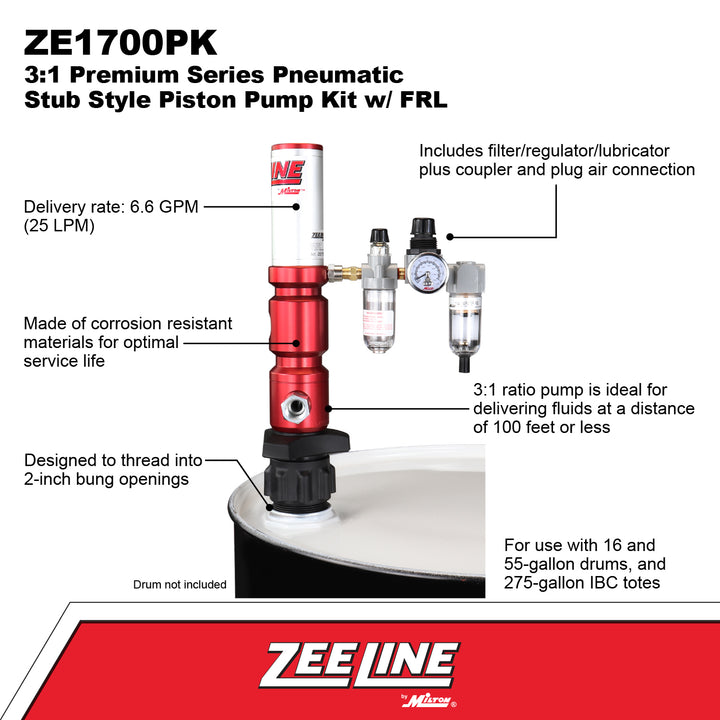 冷凍PS30 PL40 S10 ML40 ZE1700PK - 3:1 Pneumatic Stub Style Premium Series Piston