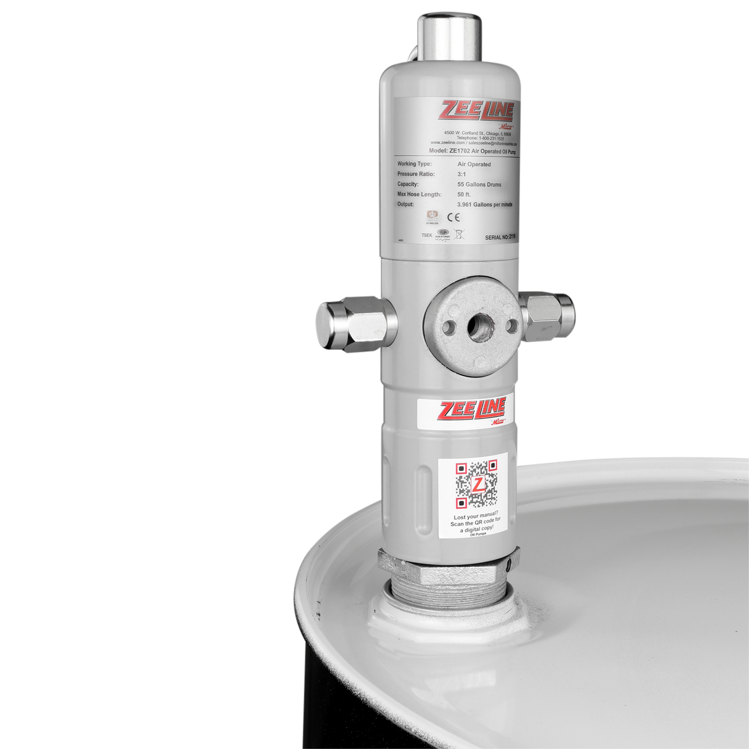 ZE1702 – 3:1 Pneumatic Piston Pump for 55-Gallon Drums ZE1702 – 3:1 Pneumatic Piston Pump for 55-Gallon Drums