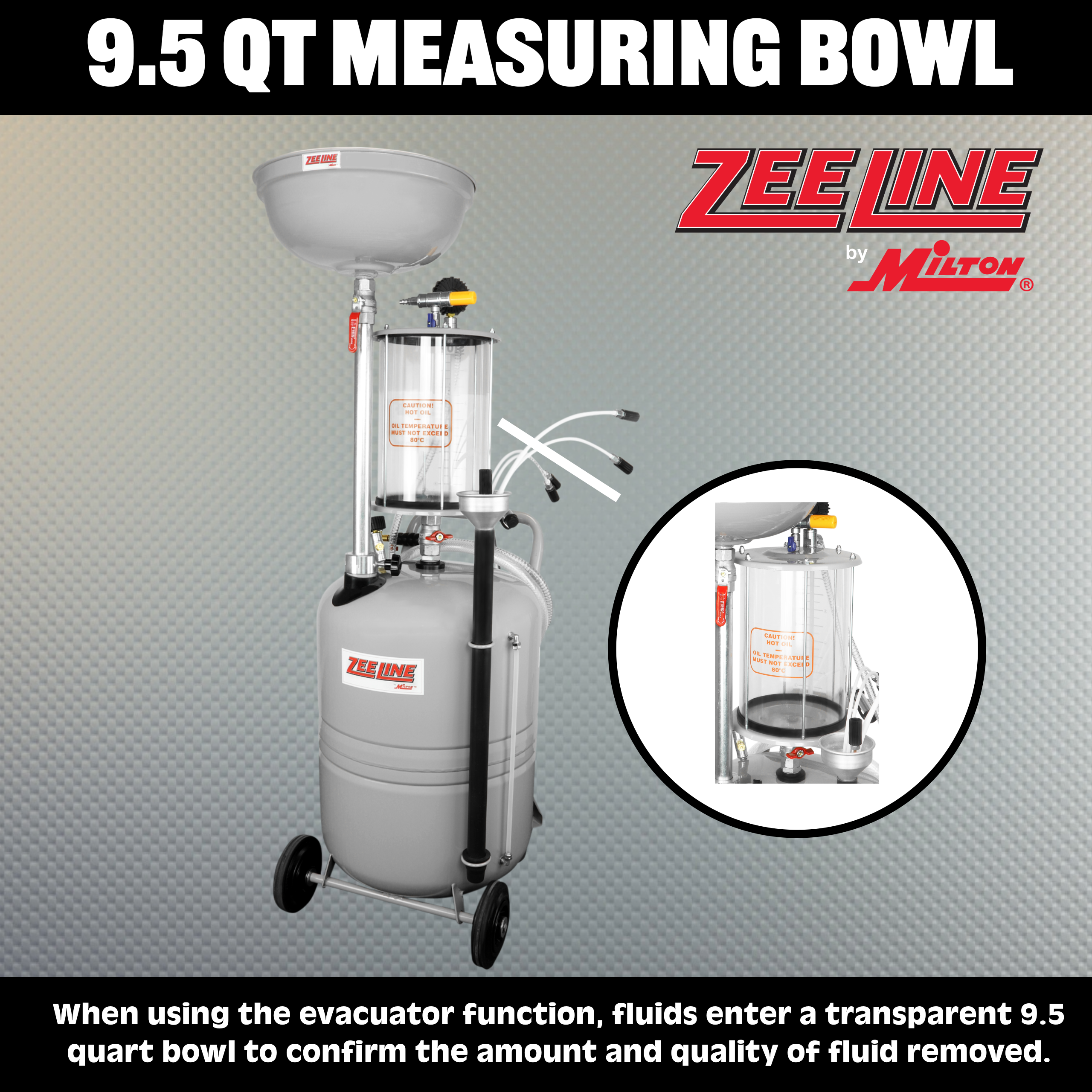 ZE21CMB – 21-Gallon Professional Grade Combination Oil Drain & Fluid Evacuator w/Measuring Bowl