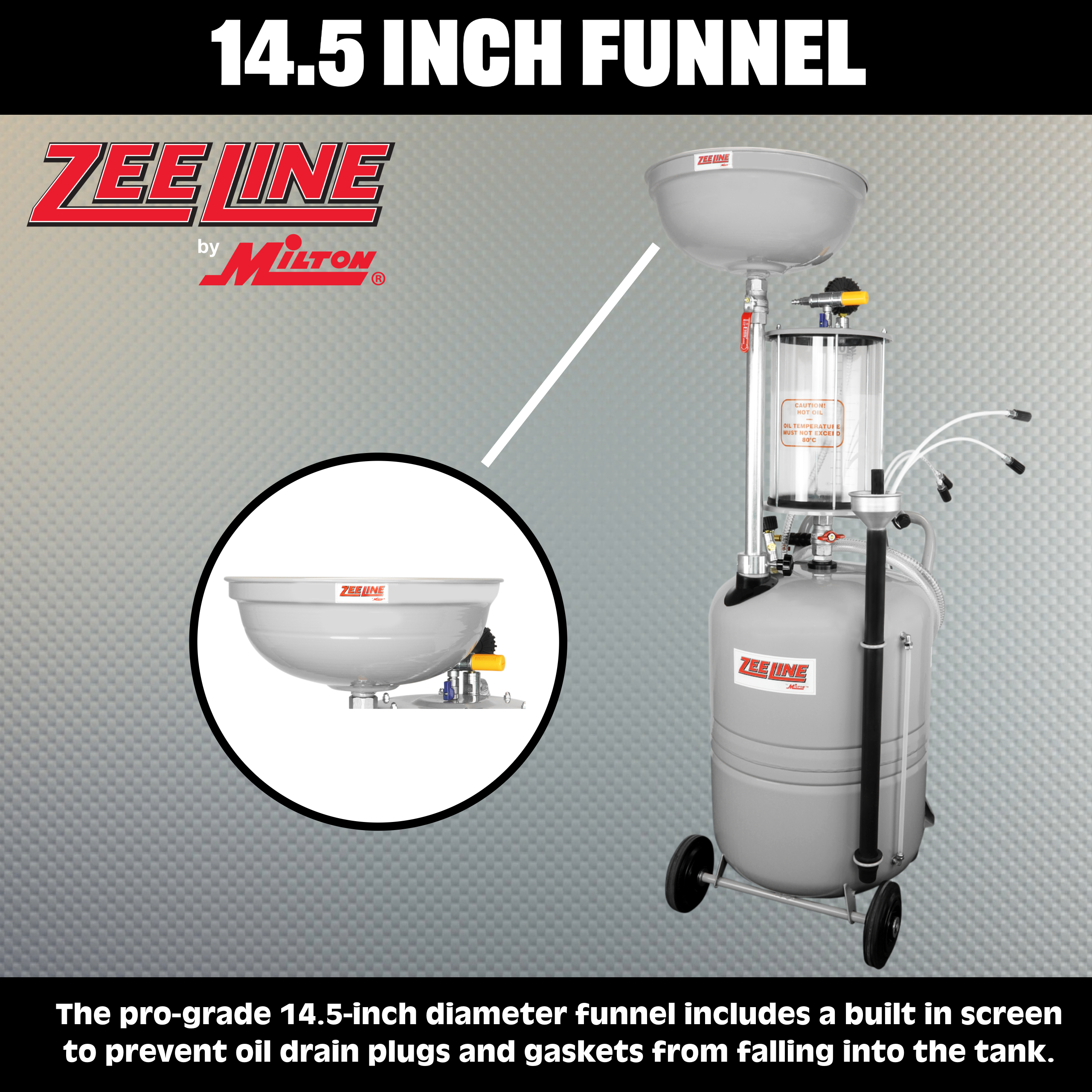 ZE21CMB – 21-Gallon Professional Grade Combination Oil Drain & Fluid Evacuator w/Measuring Bowl