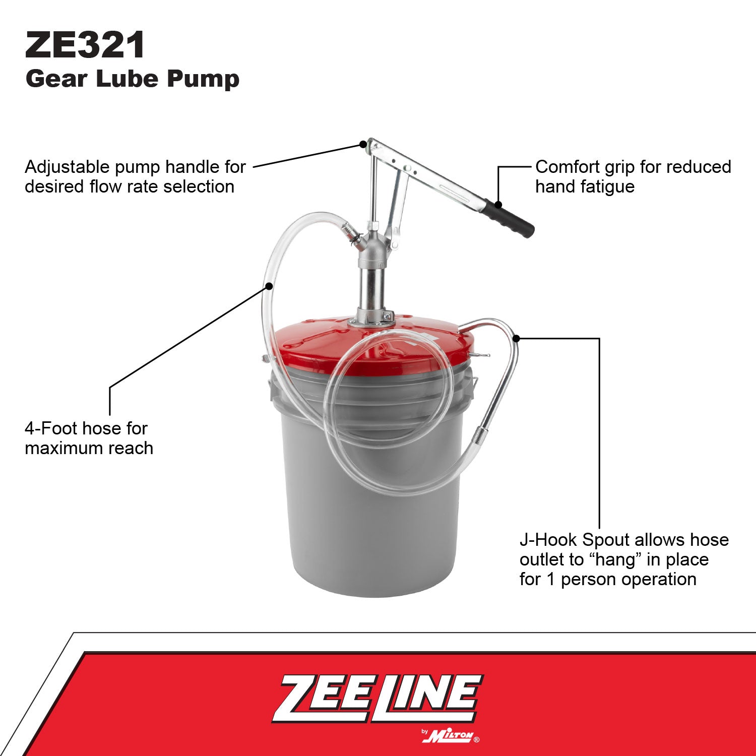 ZE321 - Powder Coated Gear Lube Pump (1 Gallon Per 55 Strokes)