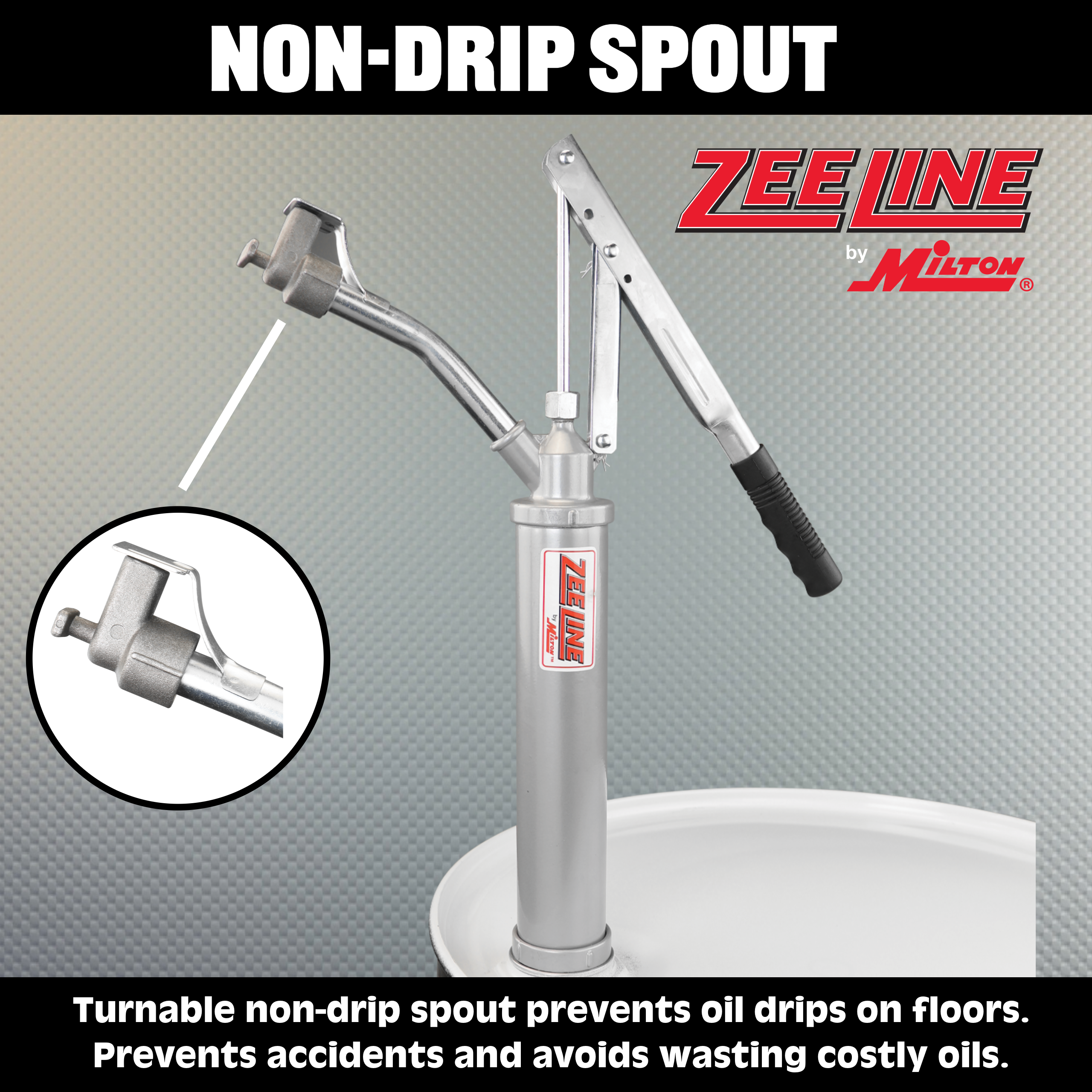 Hand operated oil pump with non-drip tip designed for 15-55 gallon Hand operated oil pump with non-drip tip designed for 15-55 gallon