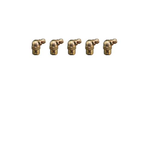 1/8-27 NPT 65 Degree Angle Grease Zerk Nipple Fittings - 5 Pack, USA Made