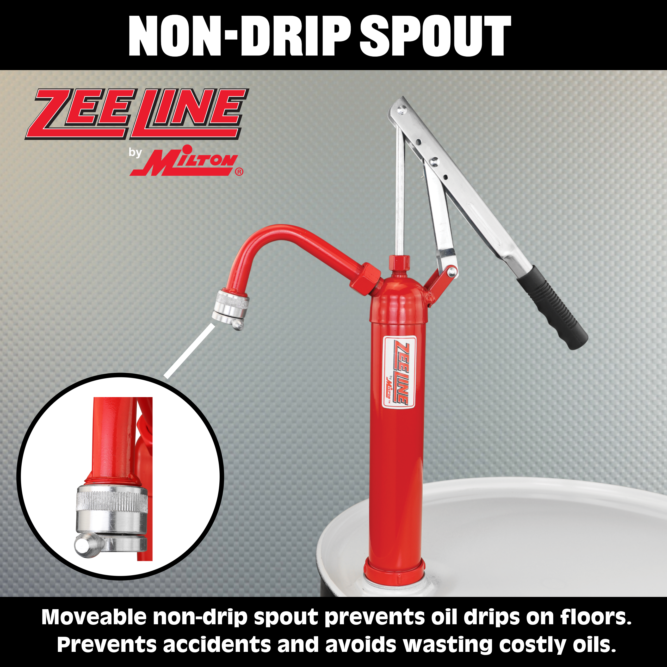 ZED-S1 - Hand Operated Lever Drum Pump, All Steel Body with Non-Drip Spout (1 Gallon Per 9 Strokes)