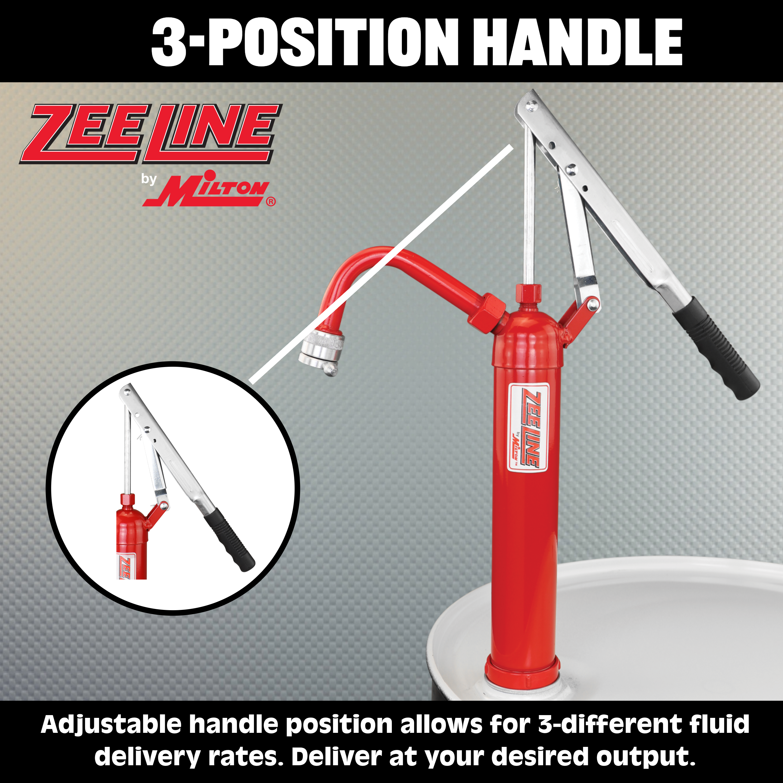 ZED-S1 - Hand Operated Lever Drum Pump, All Steel Body with Non-Drip Spout (1 Gallon Per 9 Strokes)