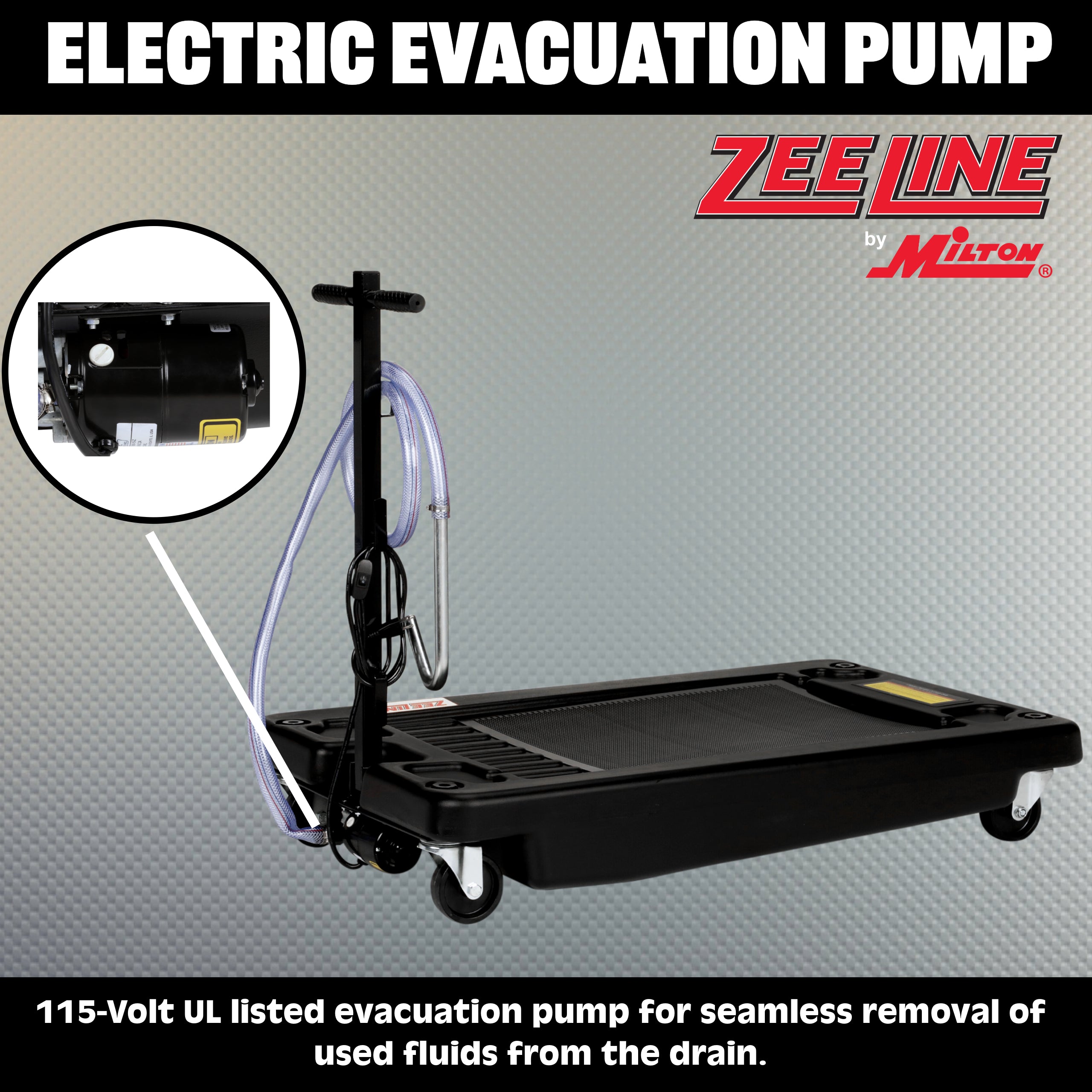 ZELP17-EP – 17-Gallon Poly Low-Profile Oil Drain w/electric evacuation pump