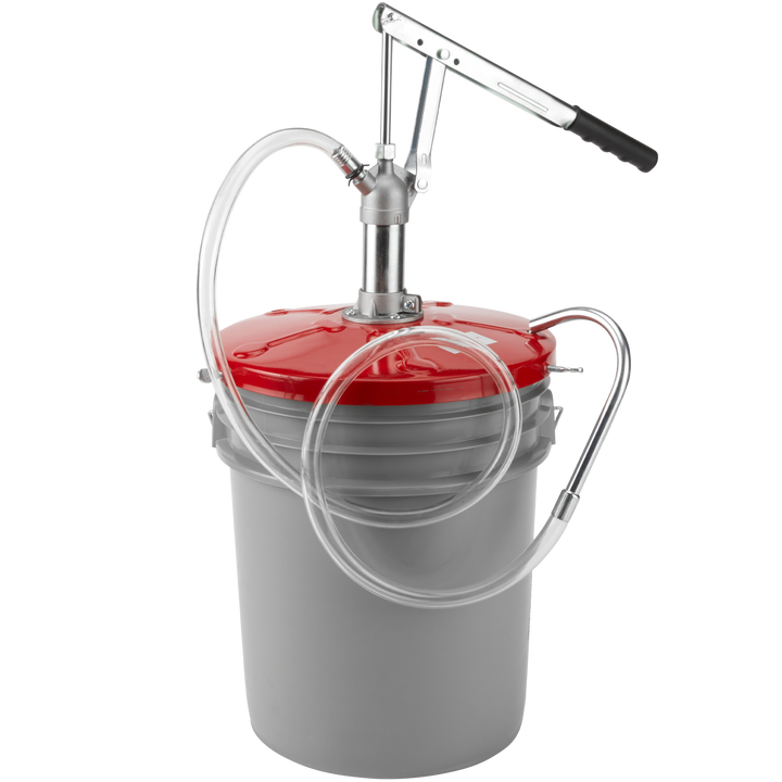 Gear lube pump with vinyl hose that delivers approximately 1