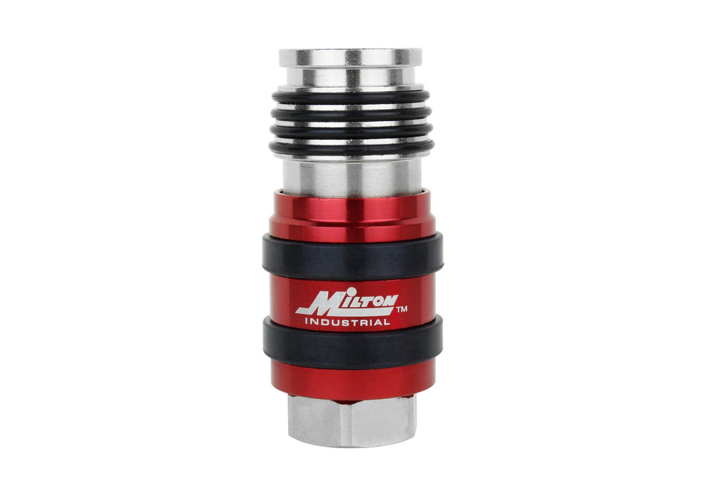 2-In-ONE Universal Safety Exhaust Industrial Coupler, 3/8" FNPT x 3/8" Body Flow, Single PATENTED