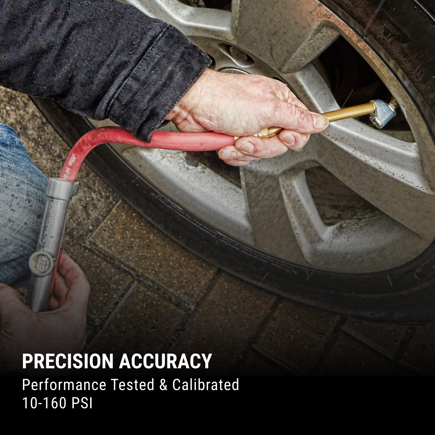 NEW & IMPROVED - s506 Milton® Tire Inflator Gauge with Dual Head Air Chuck 15” Air Hose 10-160 PSI