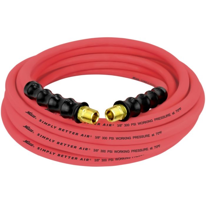 3/8" Ultra Lightweight Rubber Hose, 35' Air Hose w/ 3/8" NPT Male Inlet Thread Ends