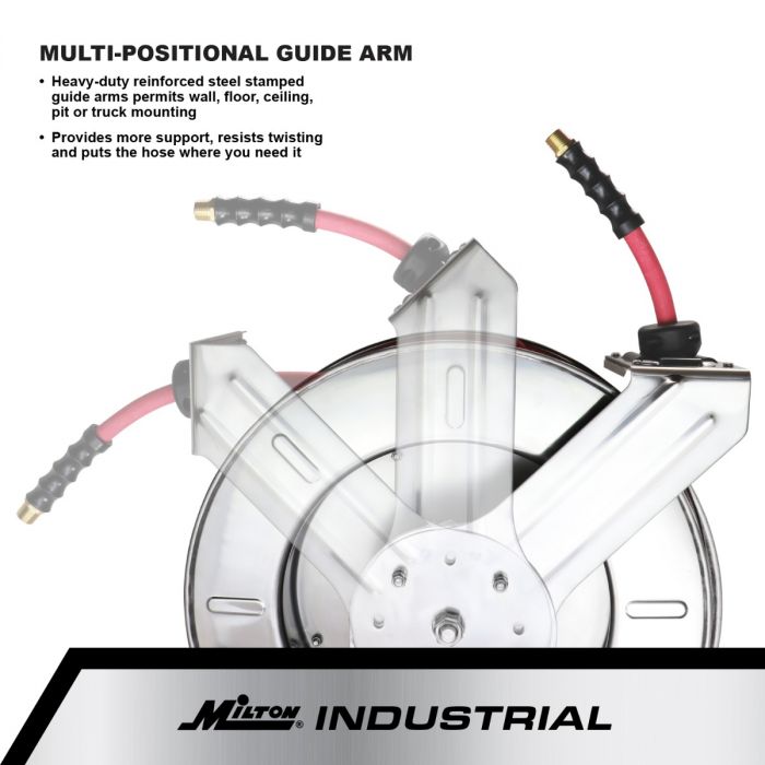 2754-2514SS - Milton® Industrial Stainless Steel Hose Reel Retractable, 1/4