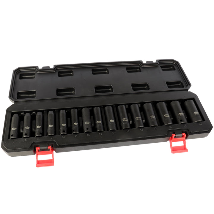 1300-SS-02 - Milton® 3/8” Drive Deep 6-20 Metric Impact Socket Set (15