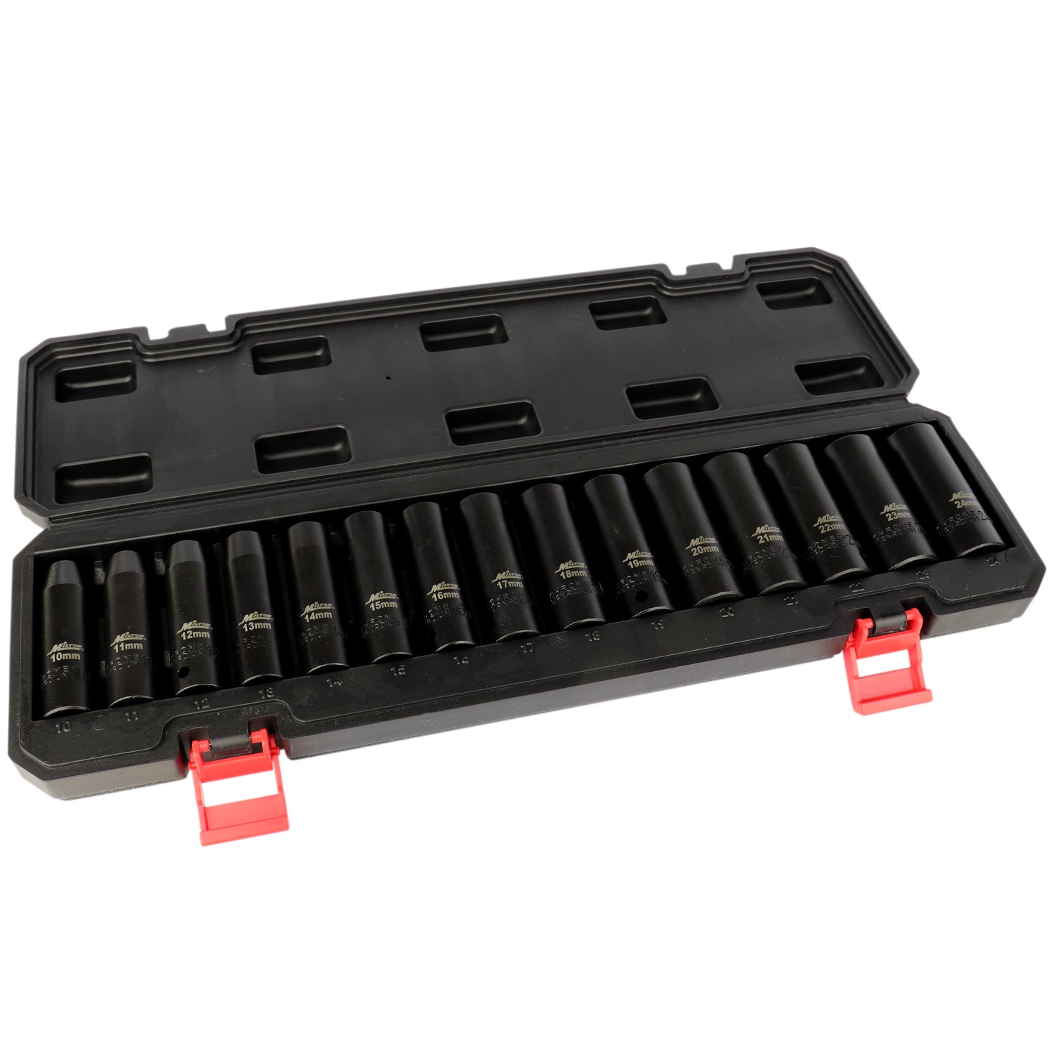 1300-SS-05 - Milton® 1/2” Drive Deep 10-24 Metric Impact Socket Set (15-Piece)