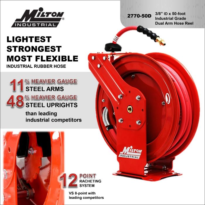 2770-50D - Milton® Industrial Auto-Retracting Hose Reel 3/8