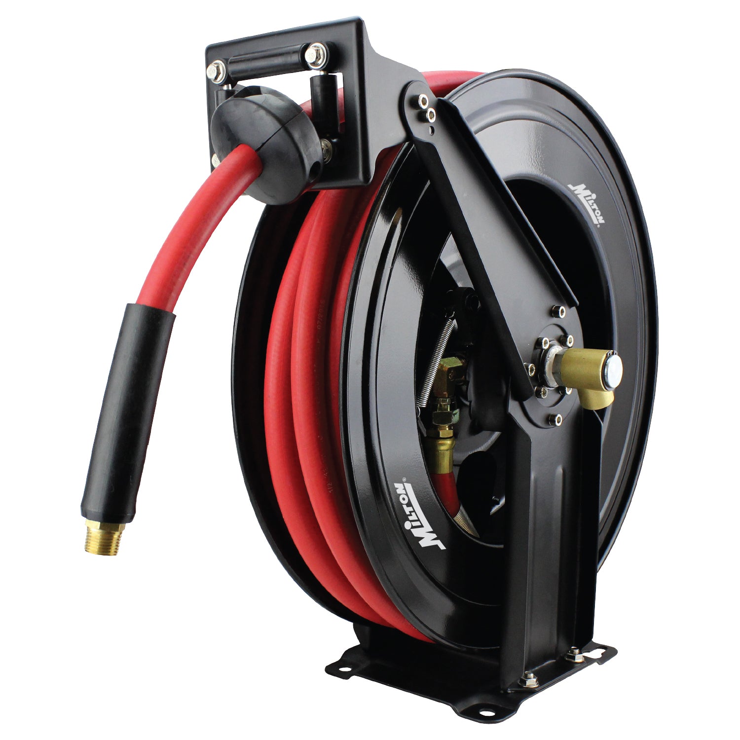 Klutch Auto Rewind Air Hose Reel - with 1/2in. x 50ft. Rubber Hose, 300 PSI 73429