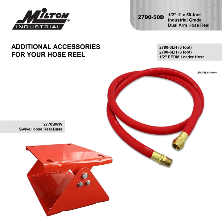 2790-50D - Milton® Industrial Auto-Retracting Hose Reel 1/2 2790-50D - Milton® Industrial Auto-Retracting Hose Reel 1/2