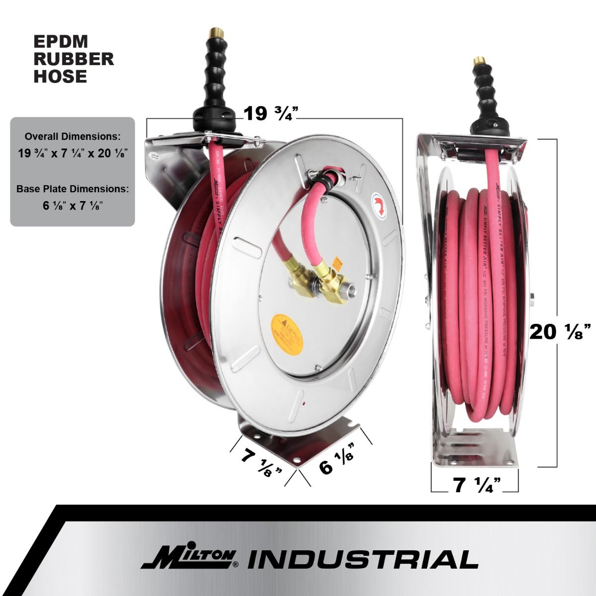 2753-2538SS - Milton® Industrial Stainless Steel Hose Reel Retractable, 1/2