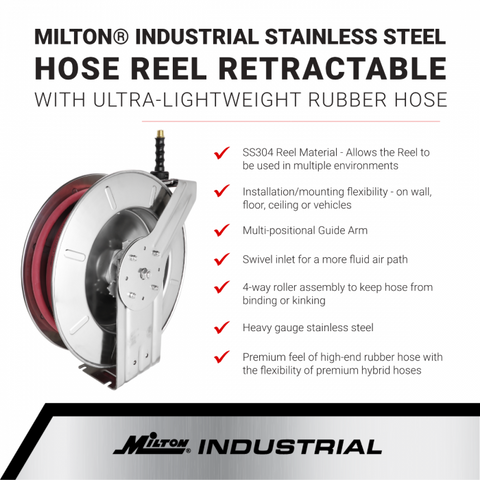 2753-5038SS - Milton® Industrial Stainless Steel Hose Reel Retractable