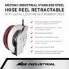 2753-5012SS - Milton® Industrial Stainless Steel Hose Reel Retractable, 1/2" ID x 50' Ultra-Lightweight Rubber Hose w/ 1/2" NPT, 300 PSI