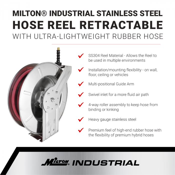 2752-5038SS - Milton® Industrial Stainless Steel Hose Reel Retractable