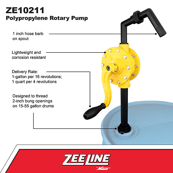 ZE10211 - Polypropylene Rotary Pump (1 Gallon Per 16 Revolutions)