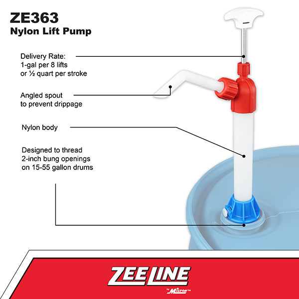ze363-Versatile plastic lift pump designed for 15-55 gallon drums