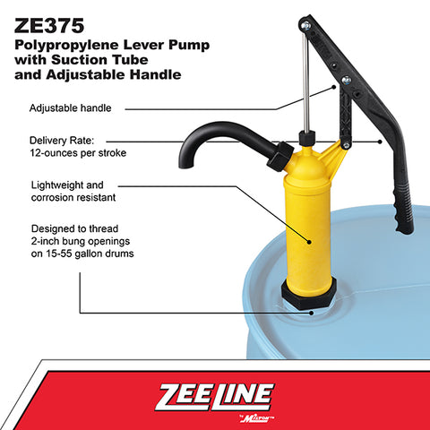 Zeeline Hand Operated Drum Pump - 1 Gallon Per 9 Strokes For 15-55 Gallon Containers