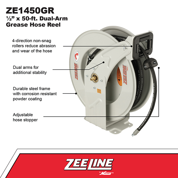 ZE1450GR – 50-ft. Dual-Arm Grease Hose Reel
