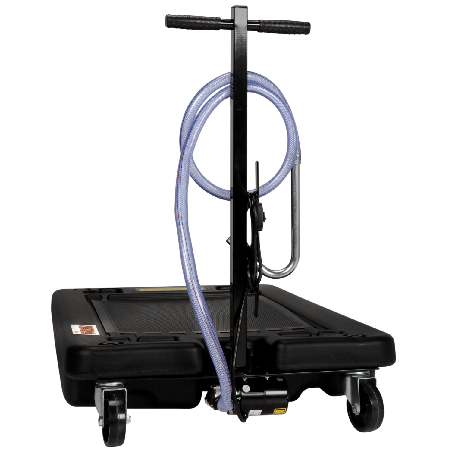 Low profile waste oil drain with an 17 gallon capacity