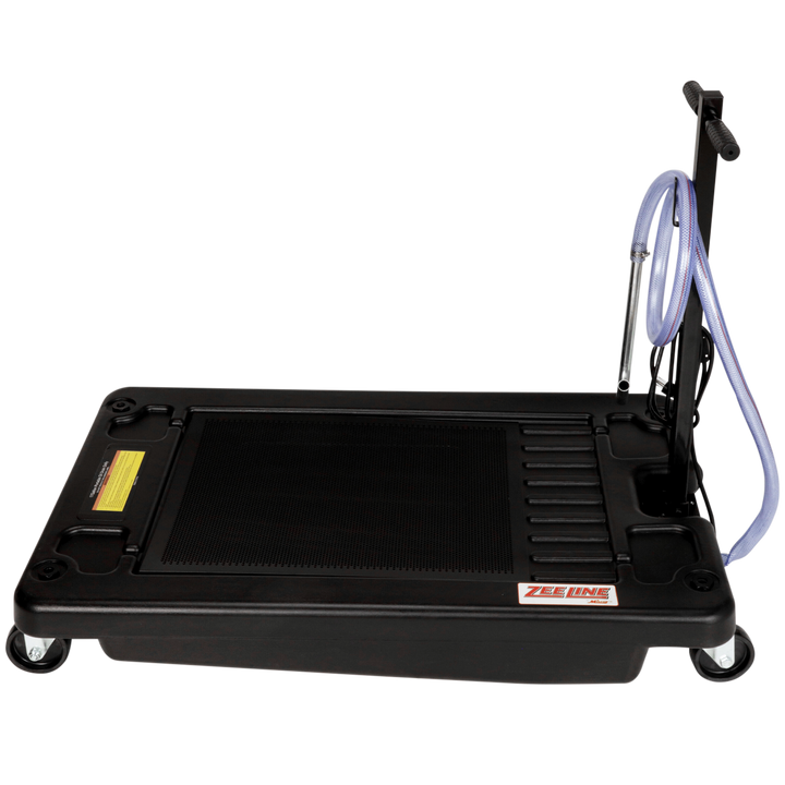 Low profile waste oil drain with an 17 gallon capacity