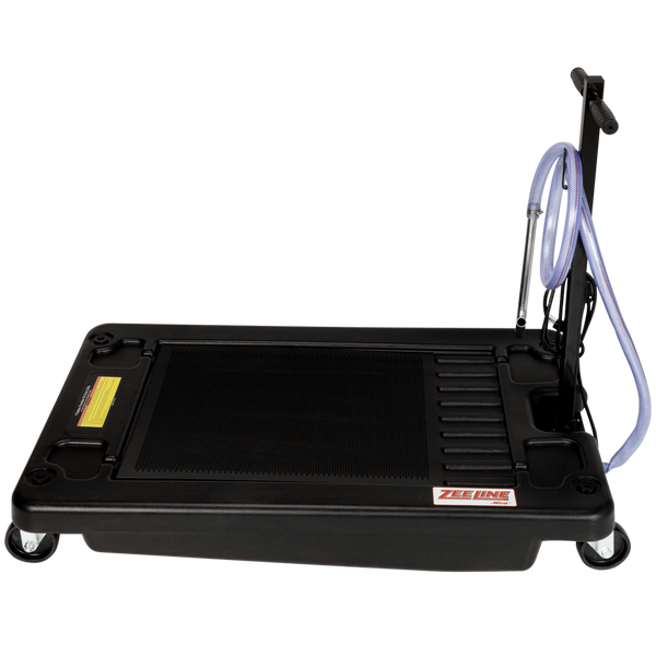 Low profile waste oil drain with an 17 gallon capacity