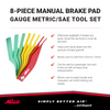 942 - Milton® 8-Piece Manual Brake Pad Gauge Metric/SAE Tool Set, Easy to Read Color Coded - 2mm to 12mm